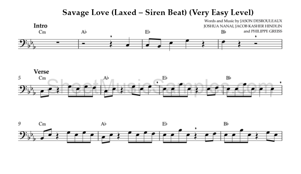 Savage Love (Laxed – Siren Beat) (Very Easy Level)