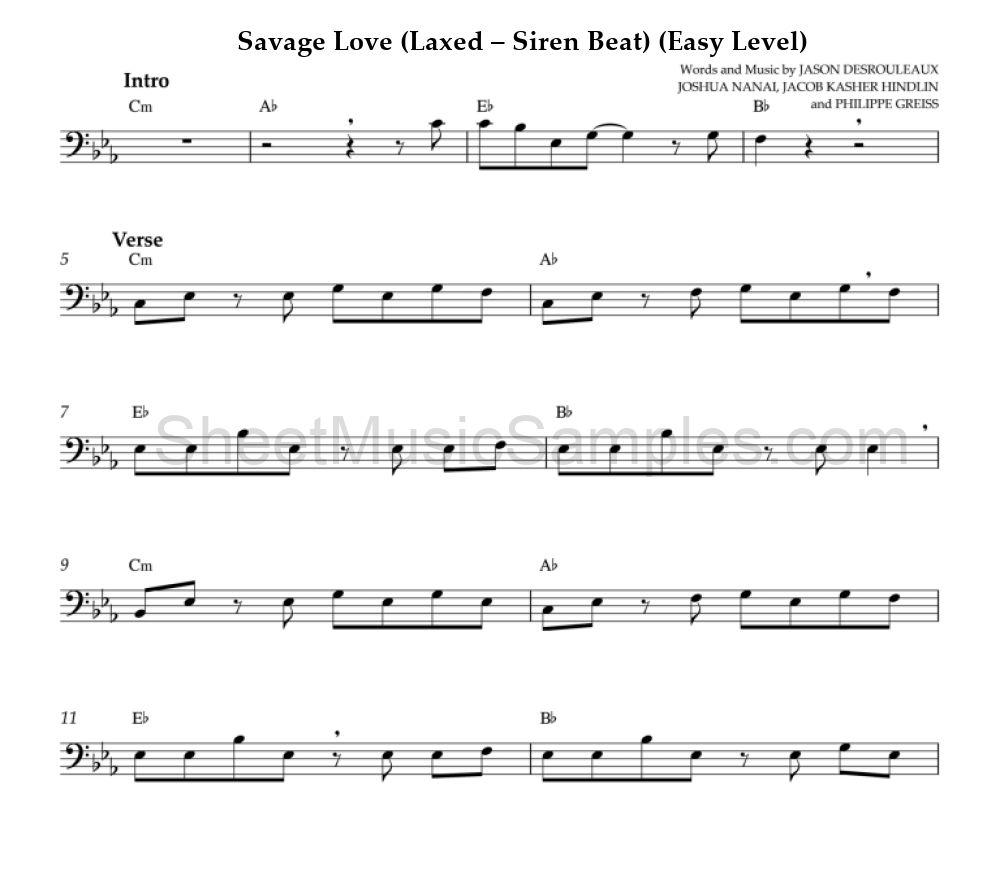 Savage Love (Laxed – Siren Beat) (Easy Level)