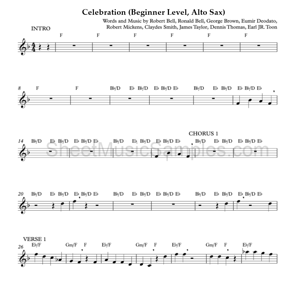 Celebration (Beginner Level, Alto Sax)