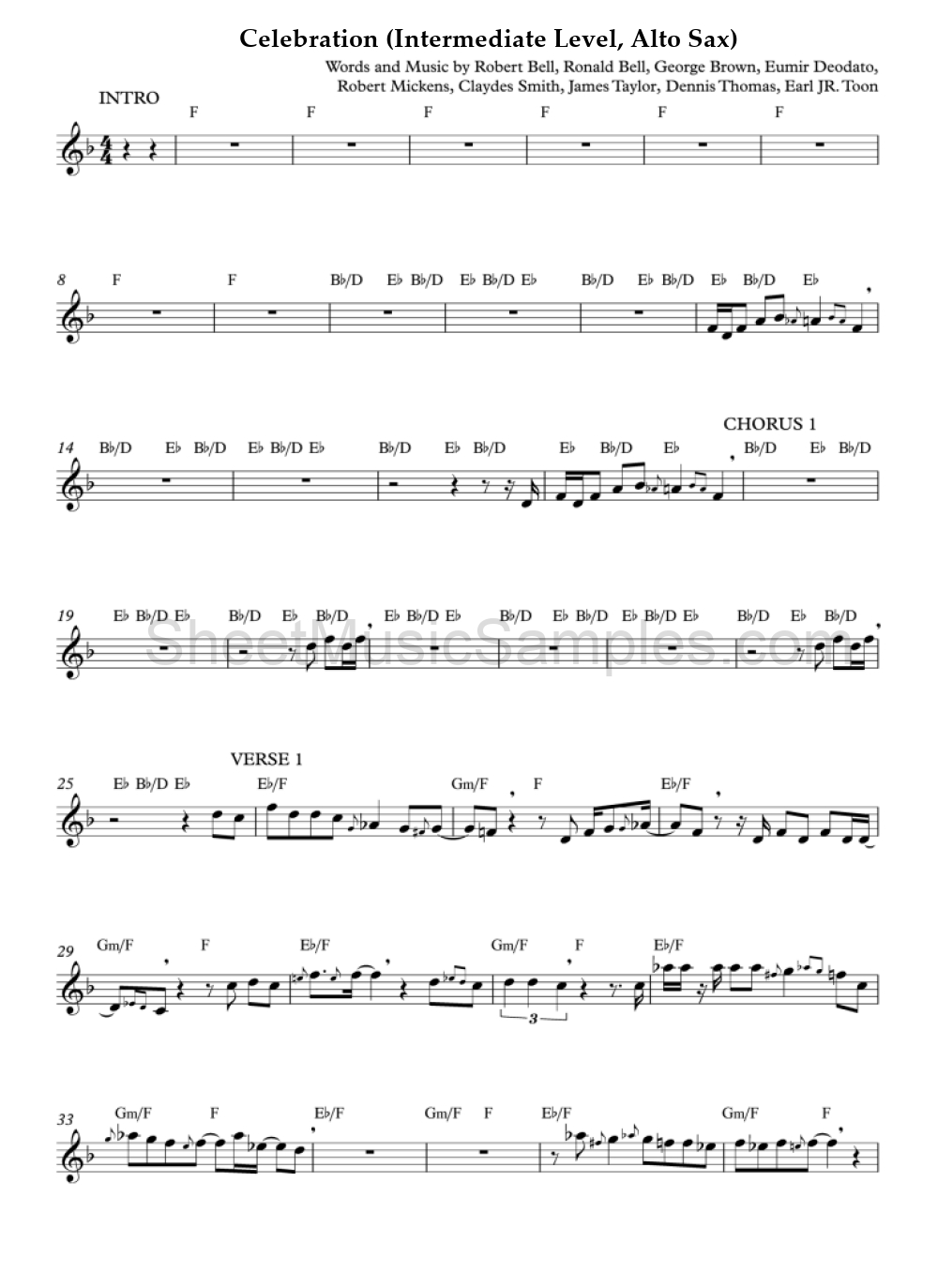 Celebration (Intermediate Level, Alto Sax)