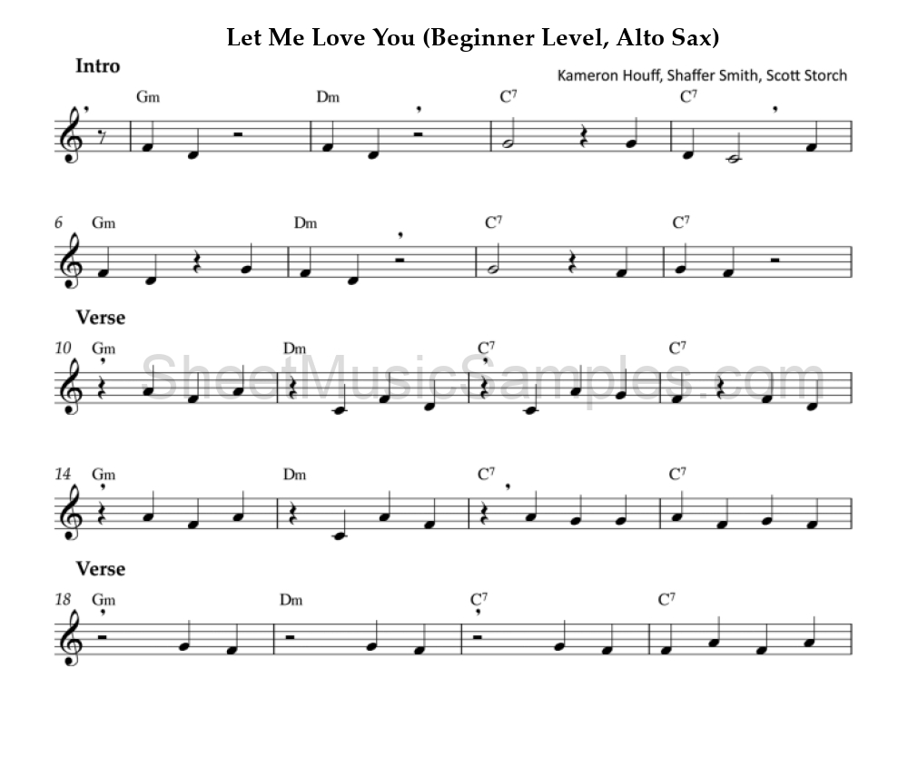 Let Me Love You (Beginner Level, Alto Sax)