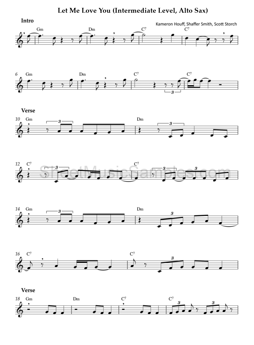 Let Me Love You (Intermediate Level, Alto Sax)