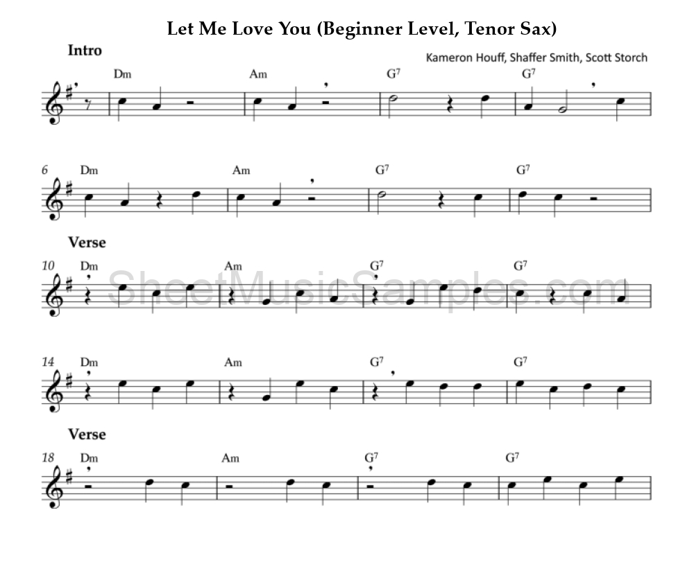 Let Me Love You (Beginner Level, Tenor Sax)