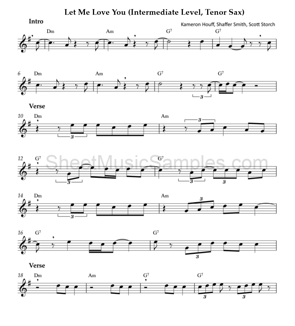 Let Me Love You (Intermediate Level, Tenor Sax)