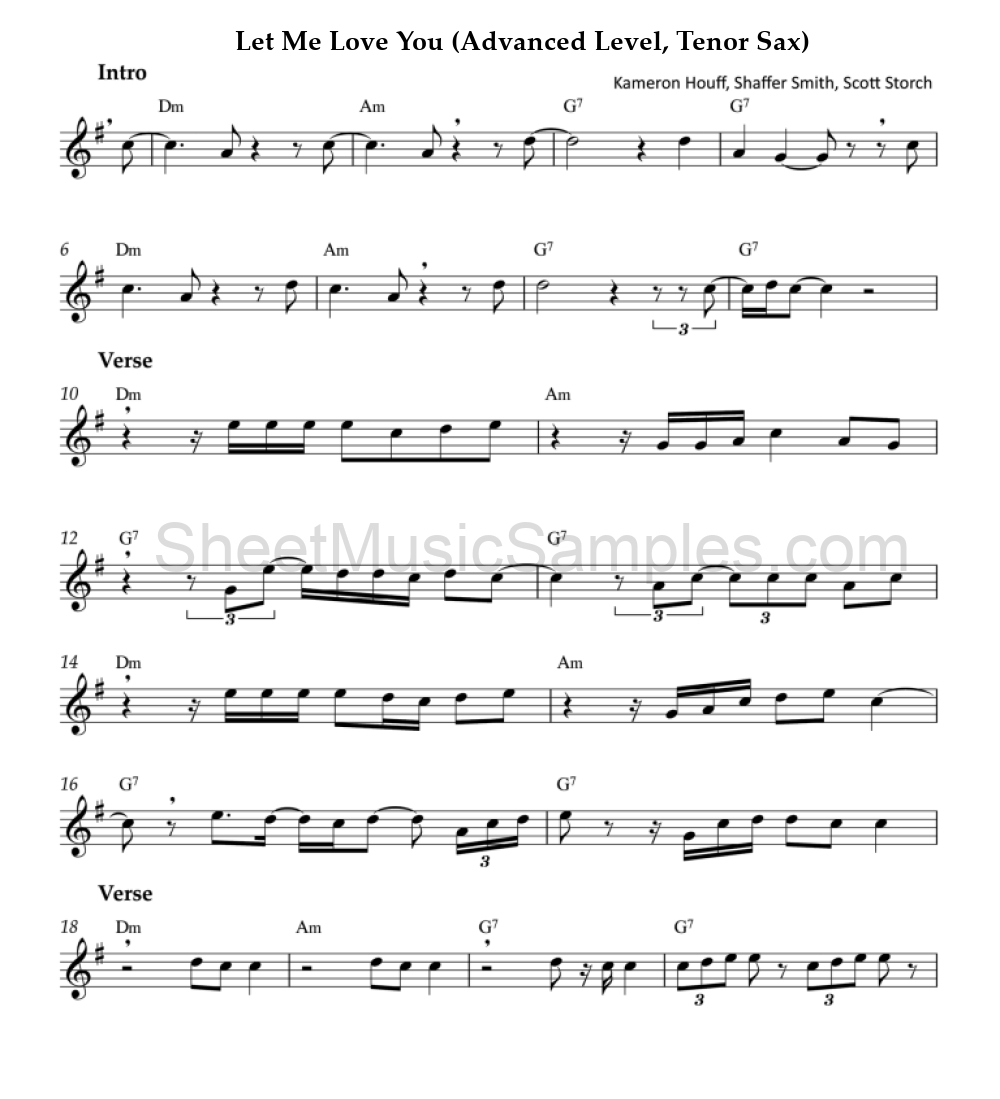 Let Me Love You (Advanced Level, Tenor Sax)