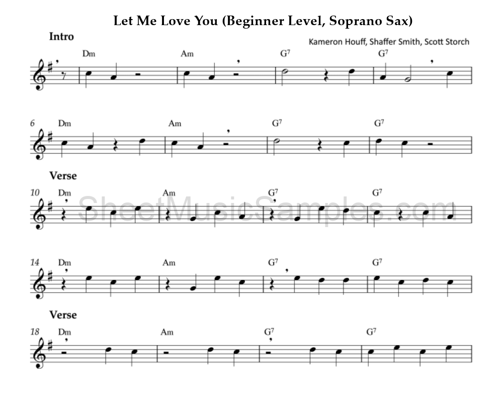 Let Me Love You (Beginner Level, Soprano Sax)