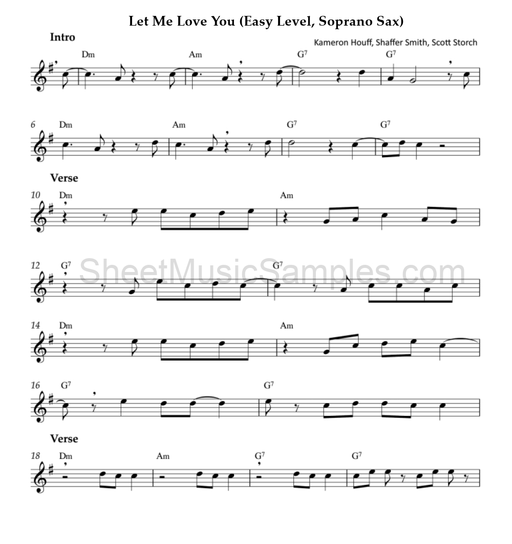 Let Me Love You (Easy Level, Soprano Sax)