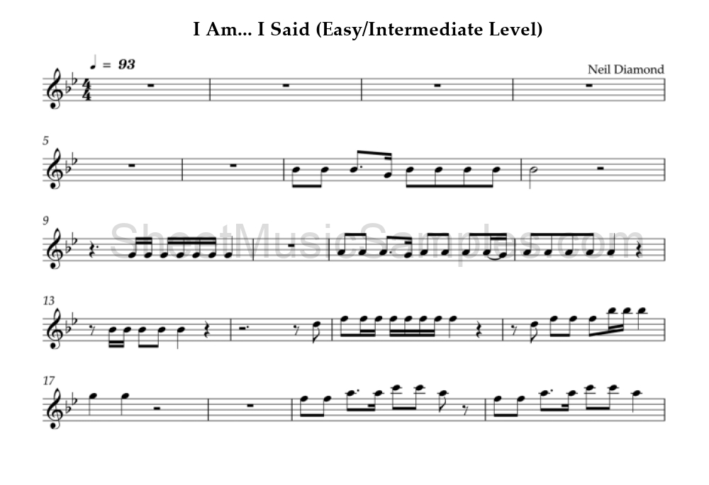 I Am... I Said (Easy/Intermediate Level)