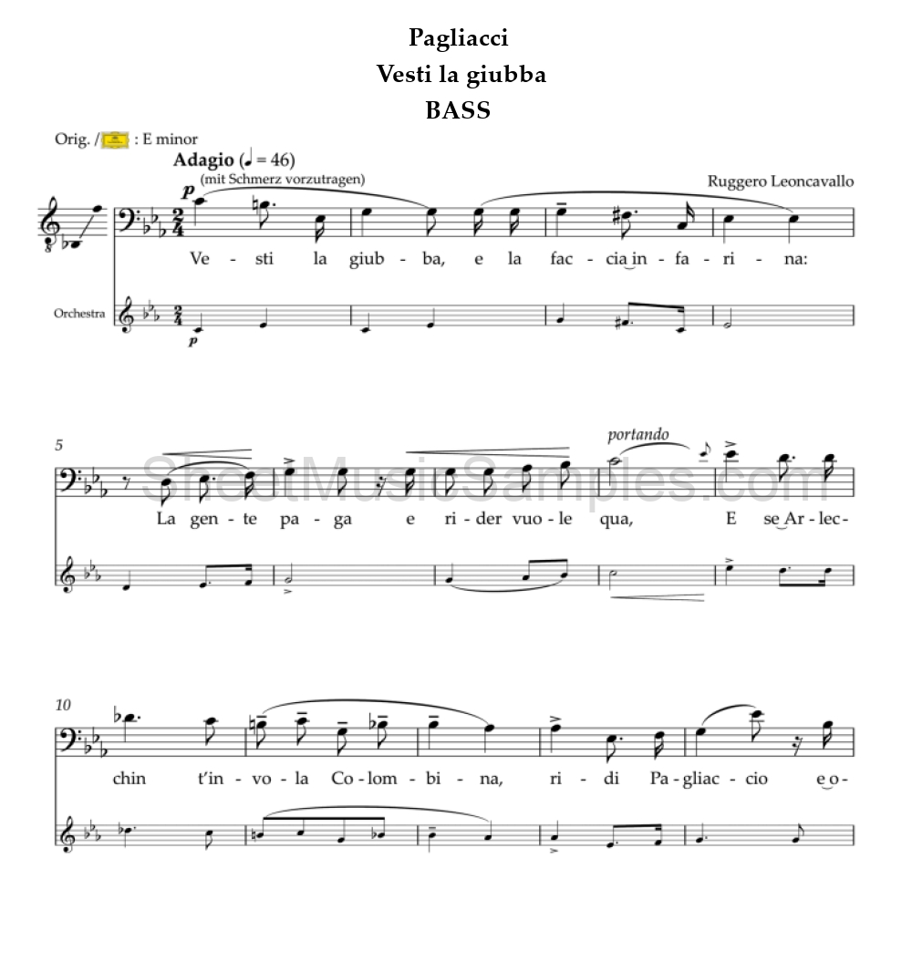 Pagliacci - Vesti la giubba - BASS