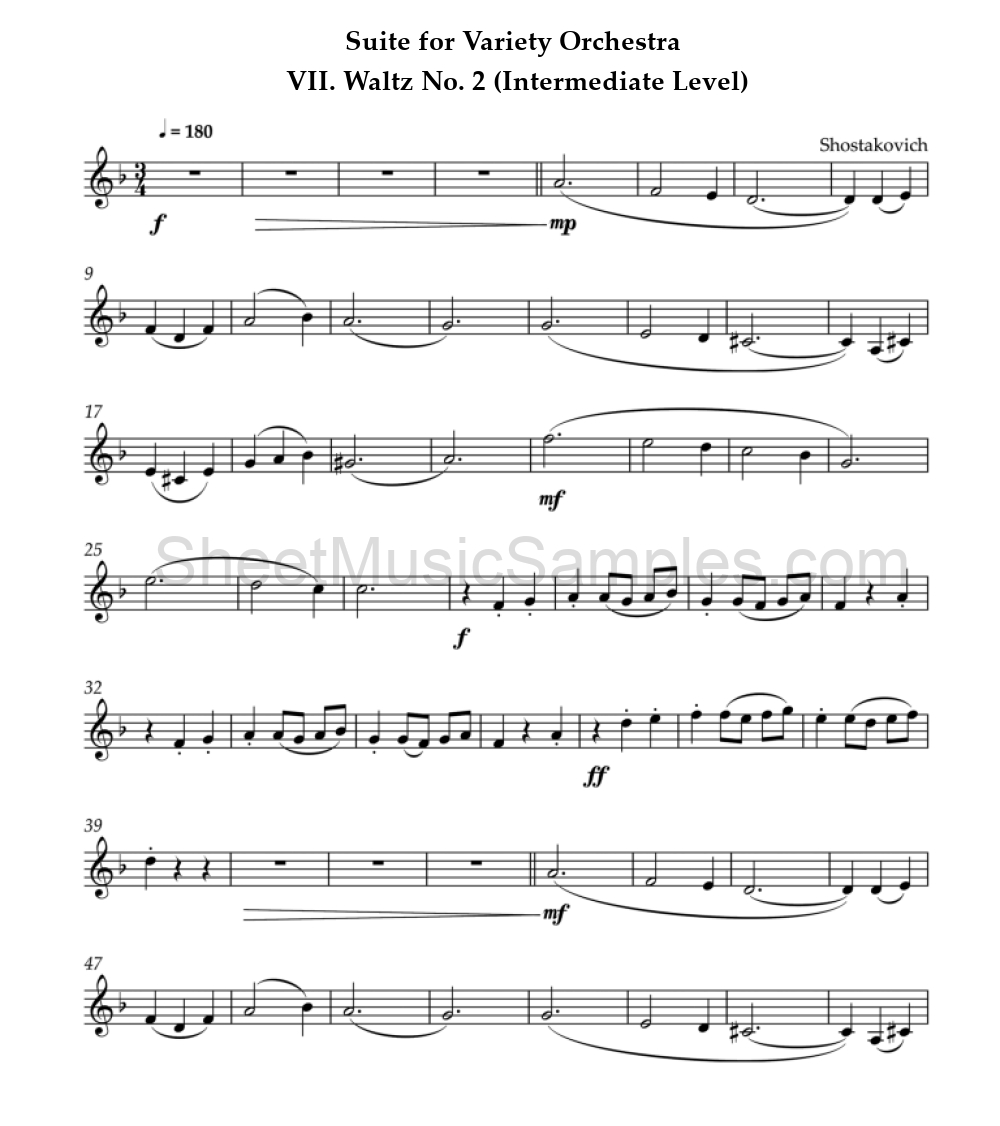 Suite for Variety Orchestra - VII. Waltz No. 2 (Intermediate Level)