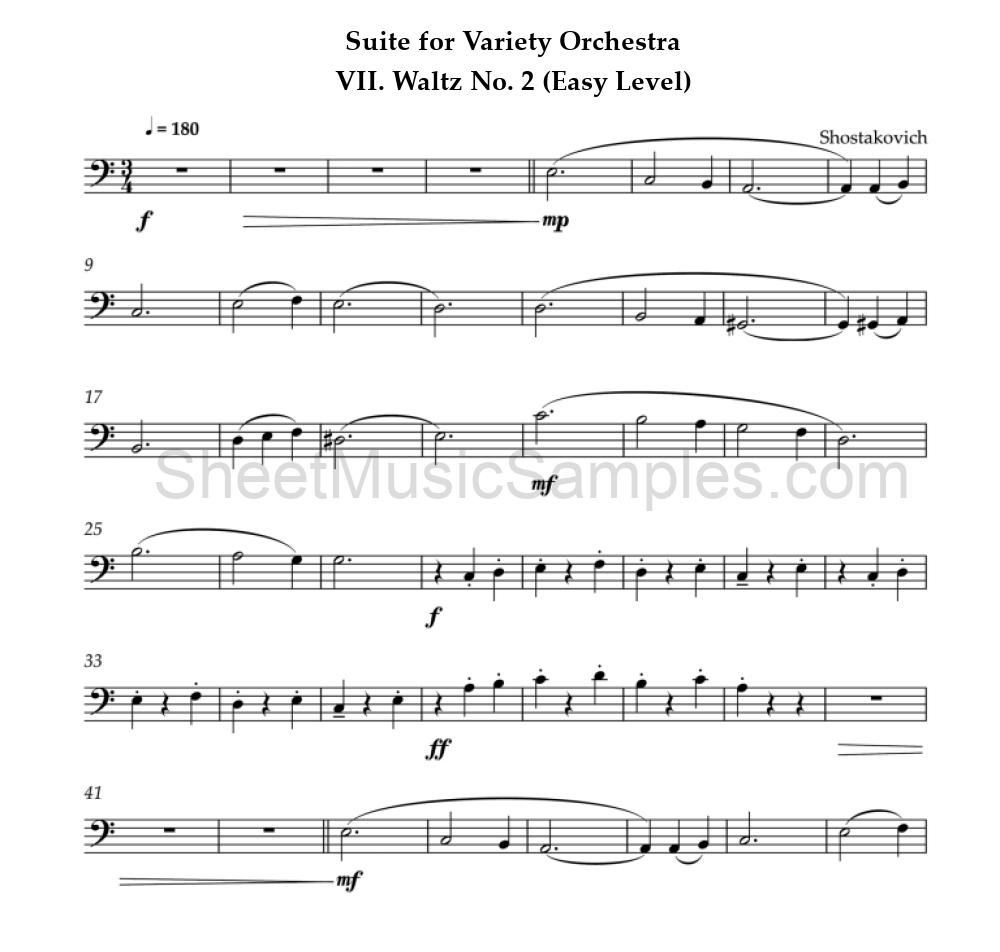 Suite for Variety Orchestra - VII. Waltz No. 2 (Easy Level)