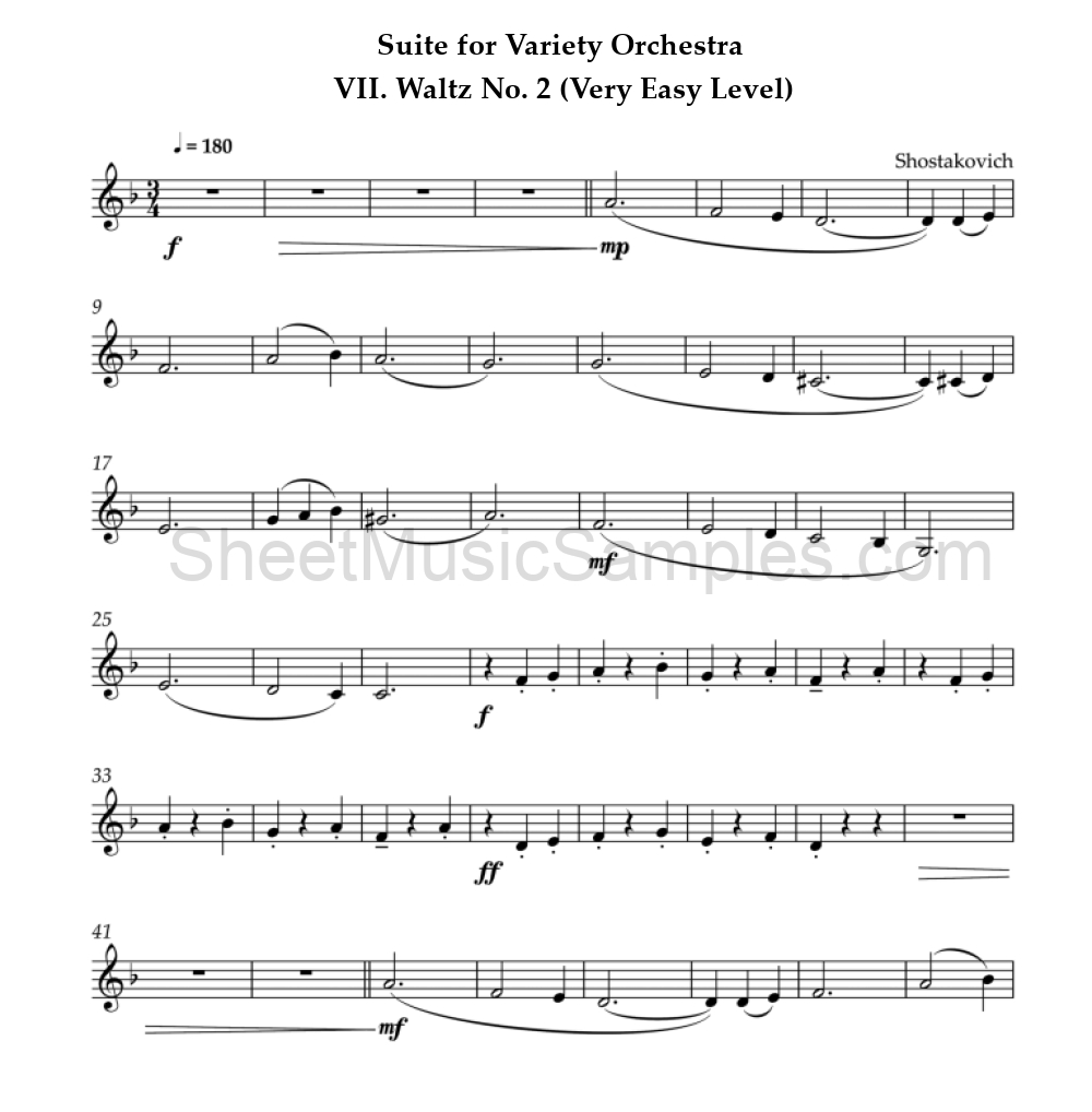 Suite for Variety Orchestra - VII. Waltz No. 2 (Very Easy Level)