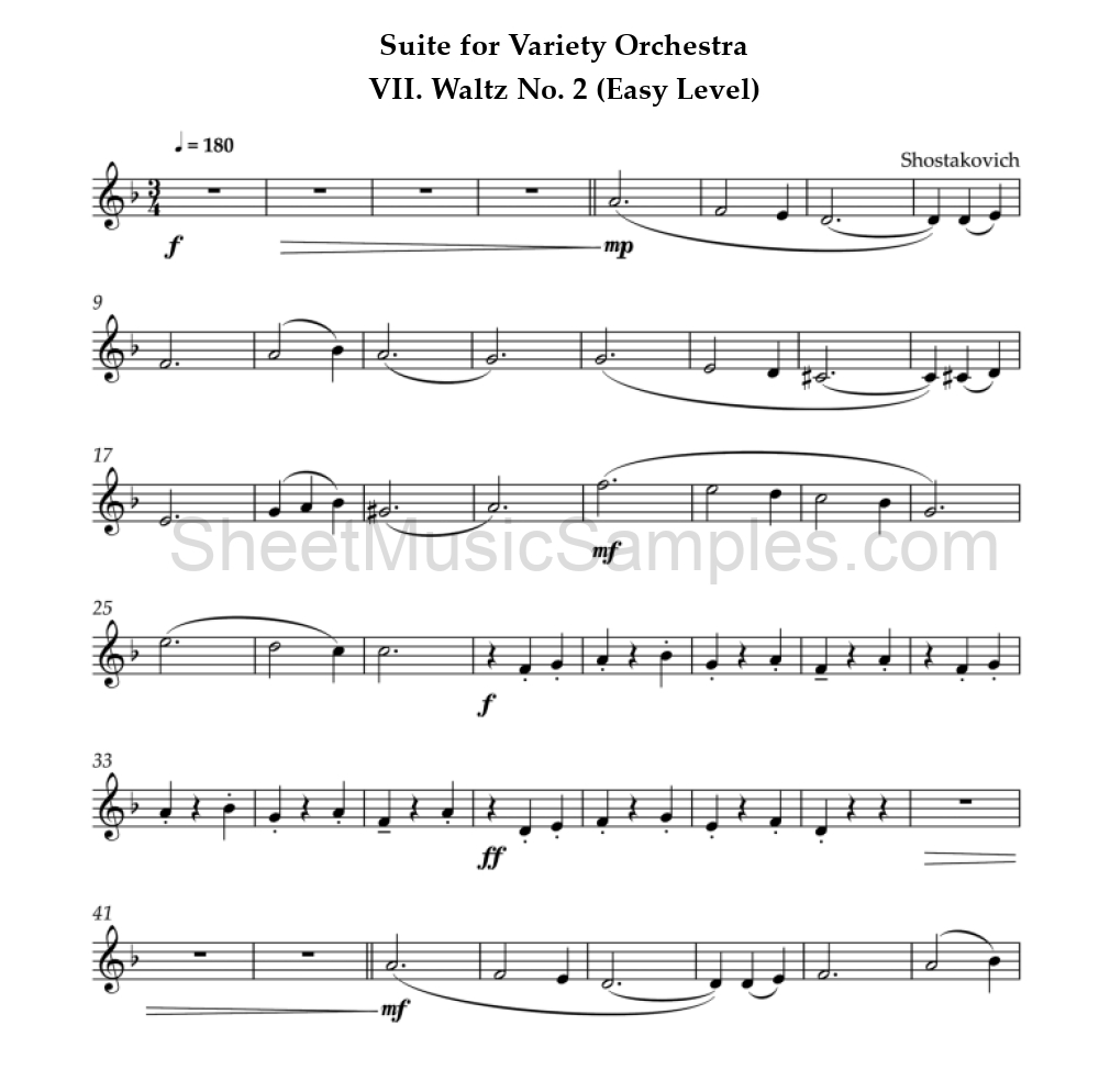 Suite for Variety Orchestra - VII. Waltz No. 2 (Easy Level)