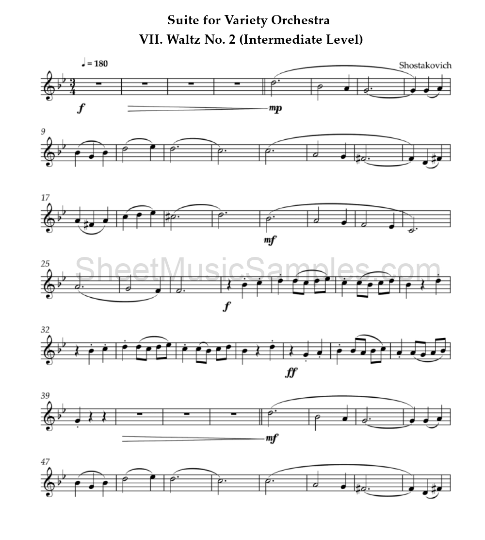 Suite for Variety Orchestra - VII. Waltz No. 2 (Intermediate Level)