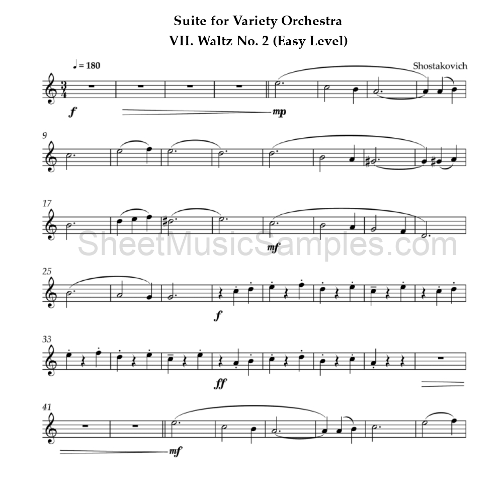 Suite for Variety Orchestra - VII. Waltz No. 2 (Easy Level)