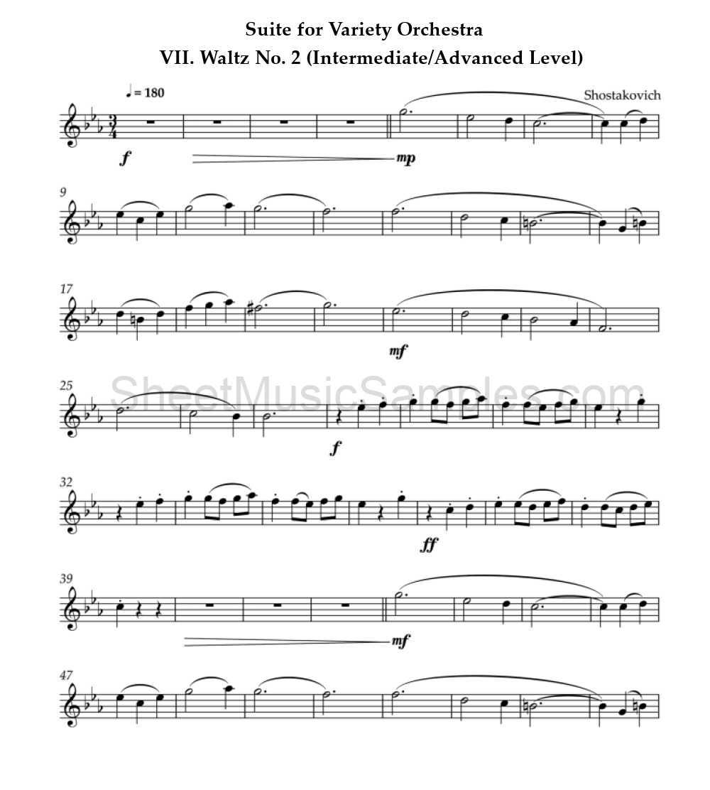 Suite for Variety Orchestra - VII. Waltz No. 2 (Intermediate/Advanced Level)