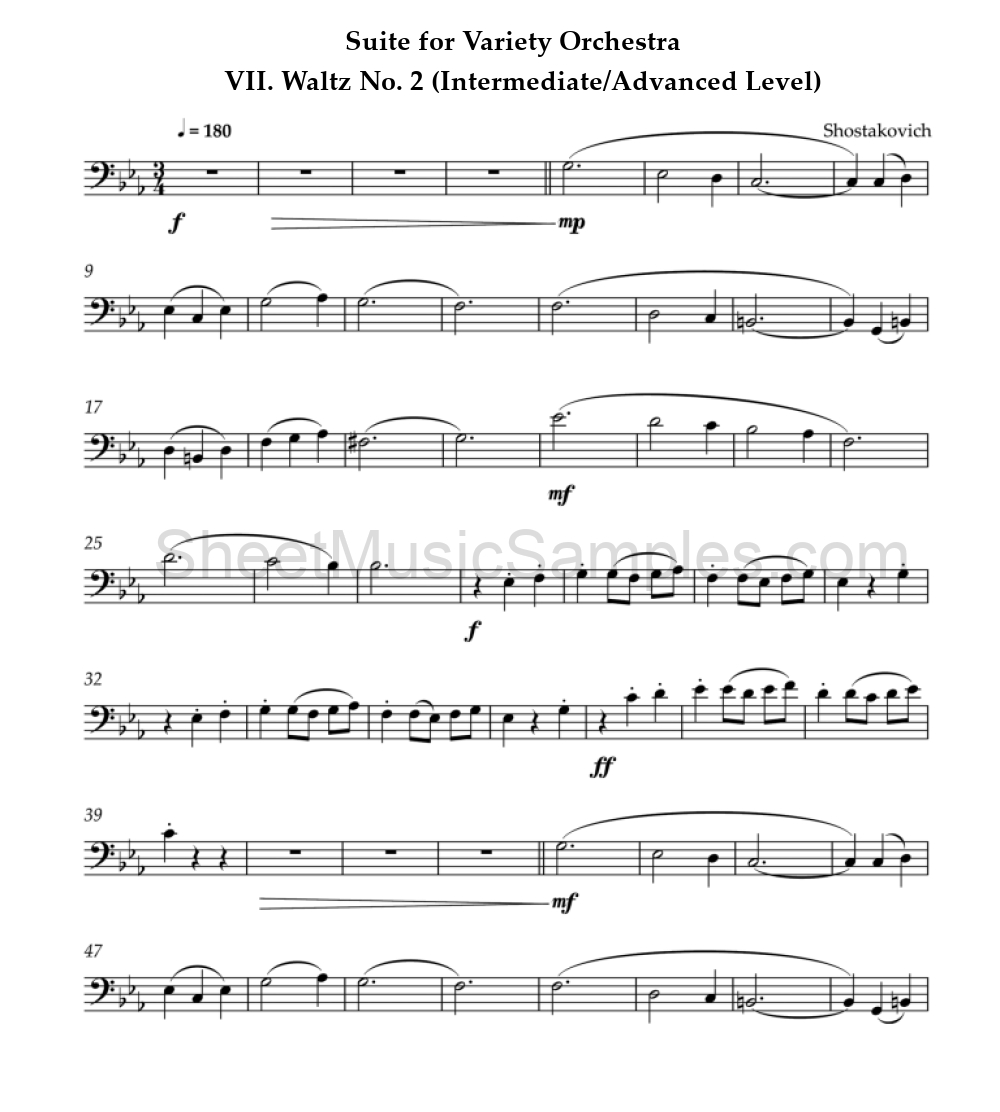 Suite for Variety Orchestra - VII. Waltz No. 2 (Intermediate/Advanced Level)