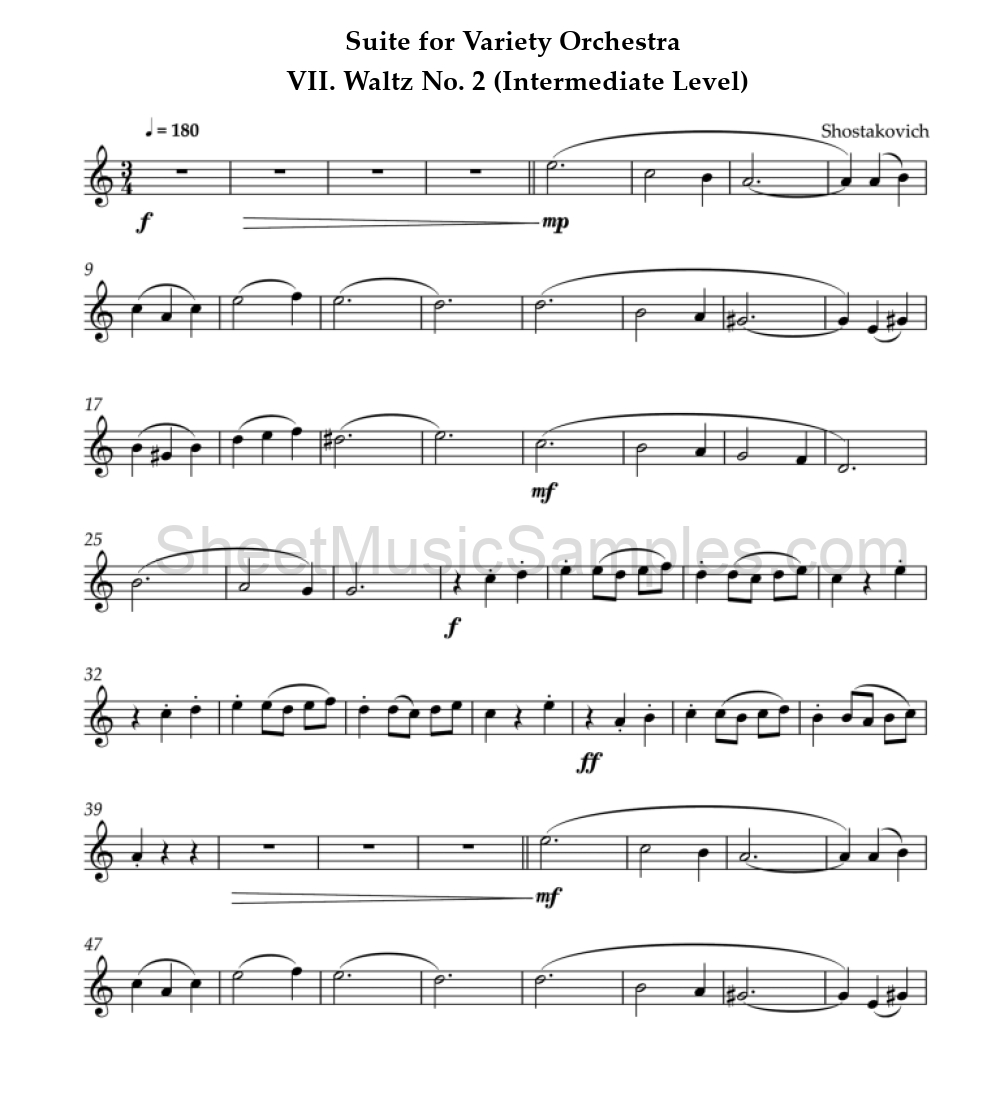 Suite for Variety Orchestra - VII. Waltz No. 2 (Intermediate Level)