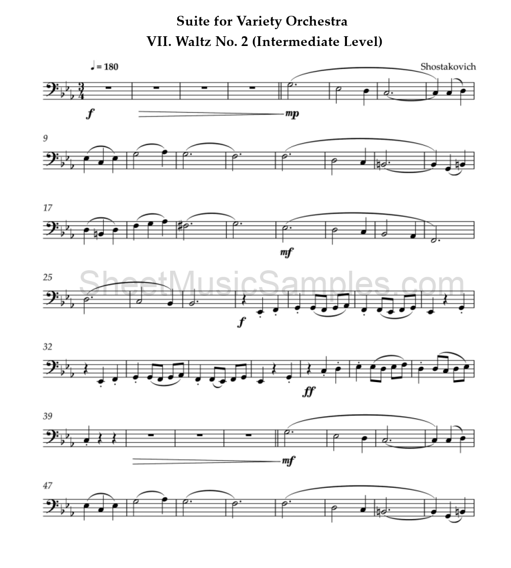 Suite for Variety Orchestra - VII. Waltz No. 2 (Intermediate Level)