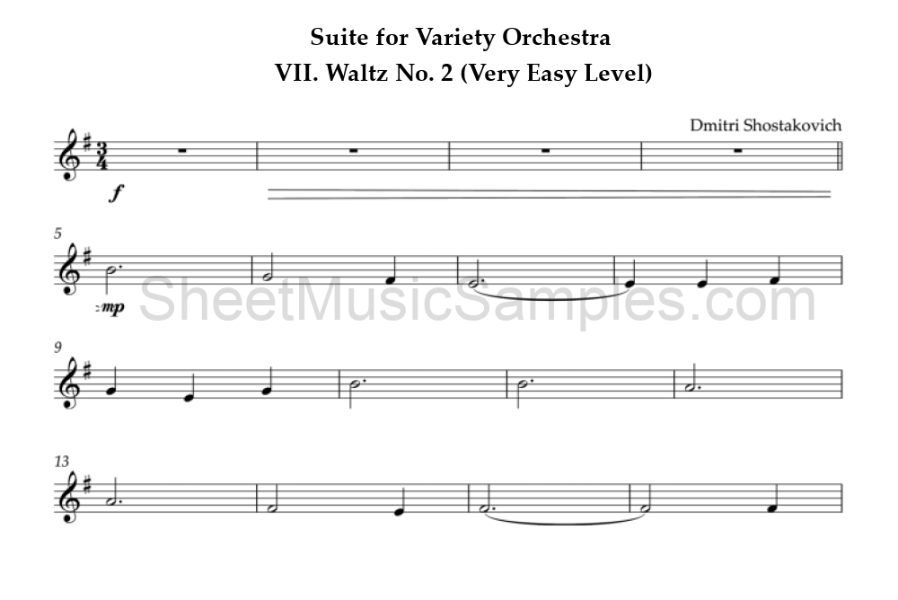 Suite for Variety Orchestra - VII. Waltz No. 2 (Very Easy Level)