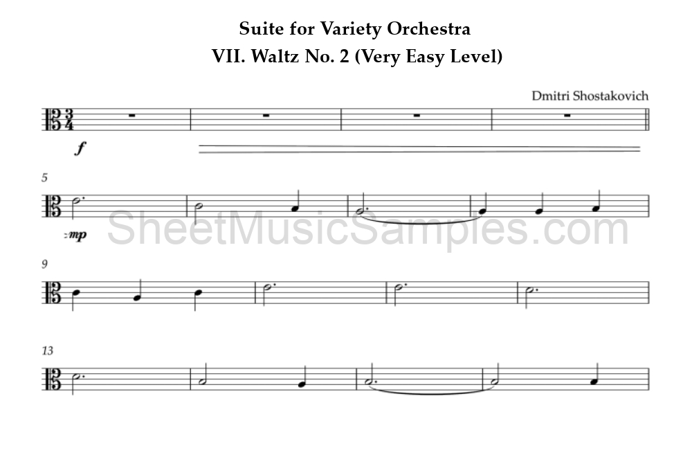 Suite for Variety Orchestra - VII. Waltz No. 2 (Very Easy Level)