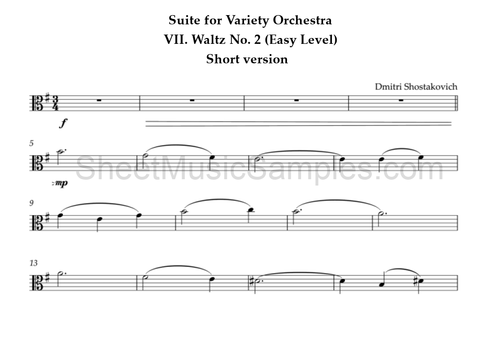 Suite for Variety Orchestra - VII. Waltz No. 2 (Easy Level) - Short version