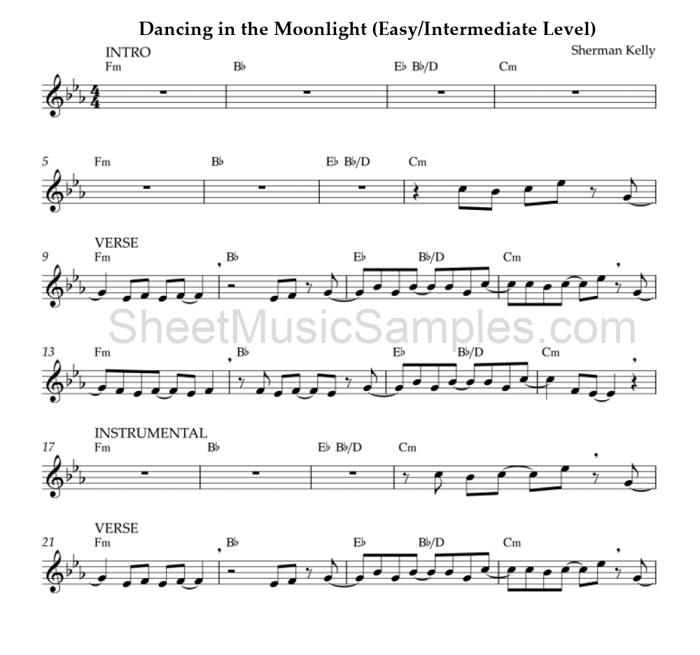 Dancing in the Moonlight (Easy/Intermediate Level)