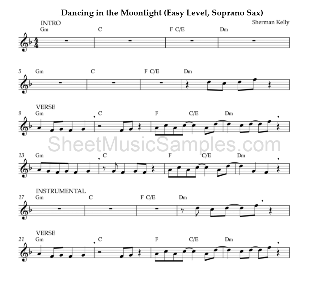 Dancing in the Moonlight (Easy Level, Soprano Sax)