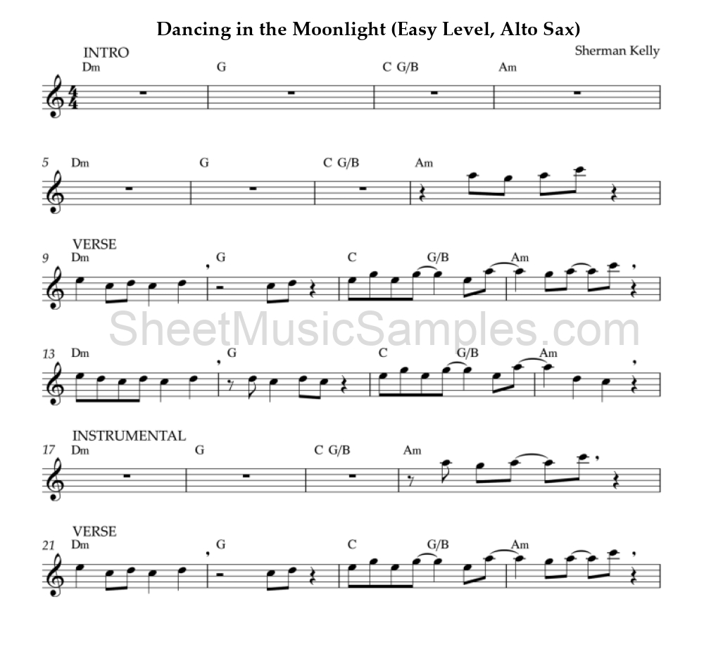 Dancing in the Moonlight (Easy Level, Alto Sax)