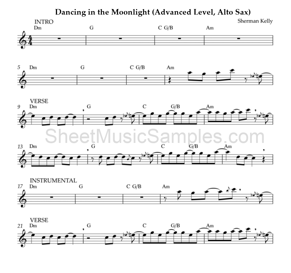 Dancing in the Moonlight (Advanced Level, Alto Sax)