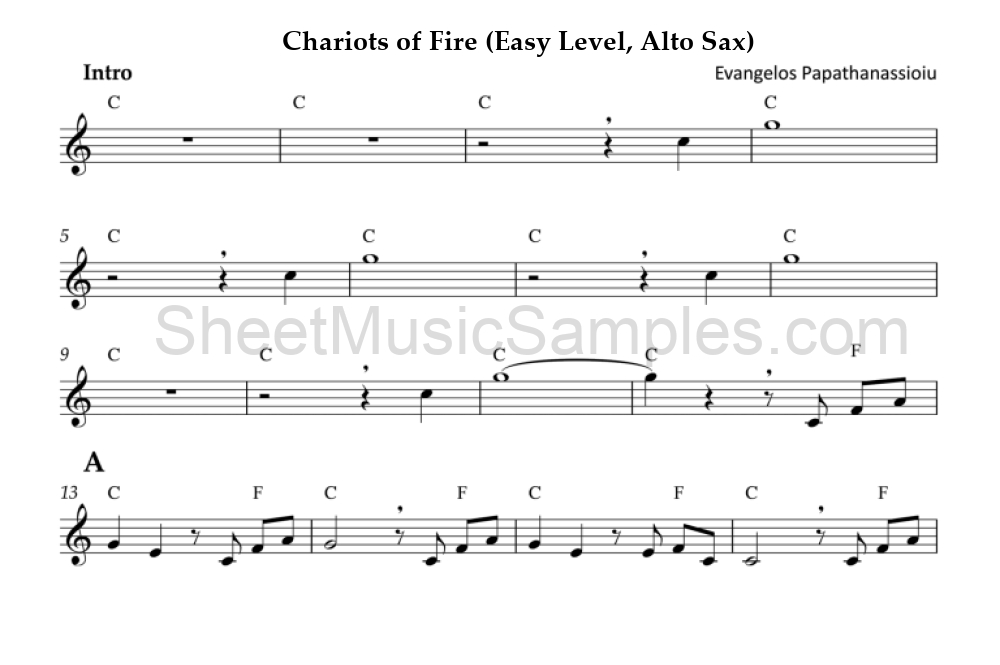 Chariots of Fire (Easy Level, Alto Sax)