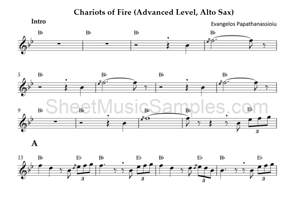 Chariots of Fire (Advanced Level, Alto Sax)