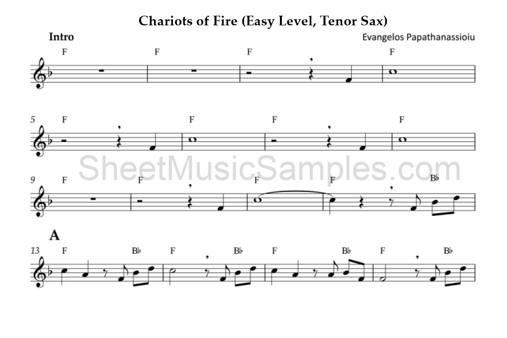 Chariots of Fire (Easy Level, Tenor Sax)